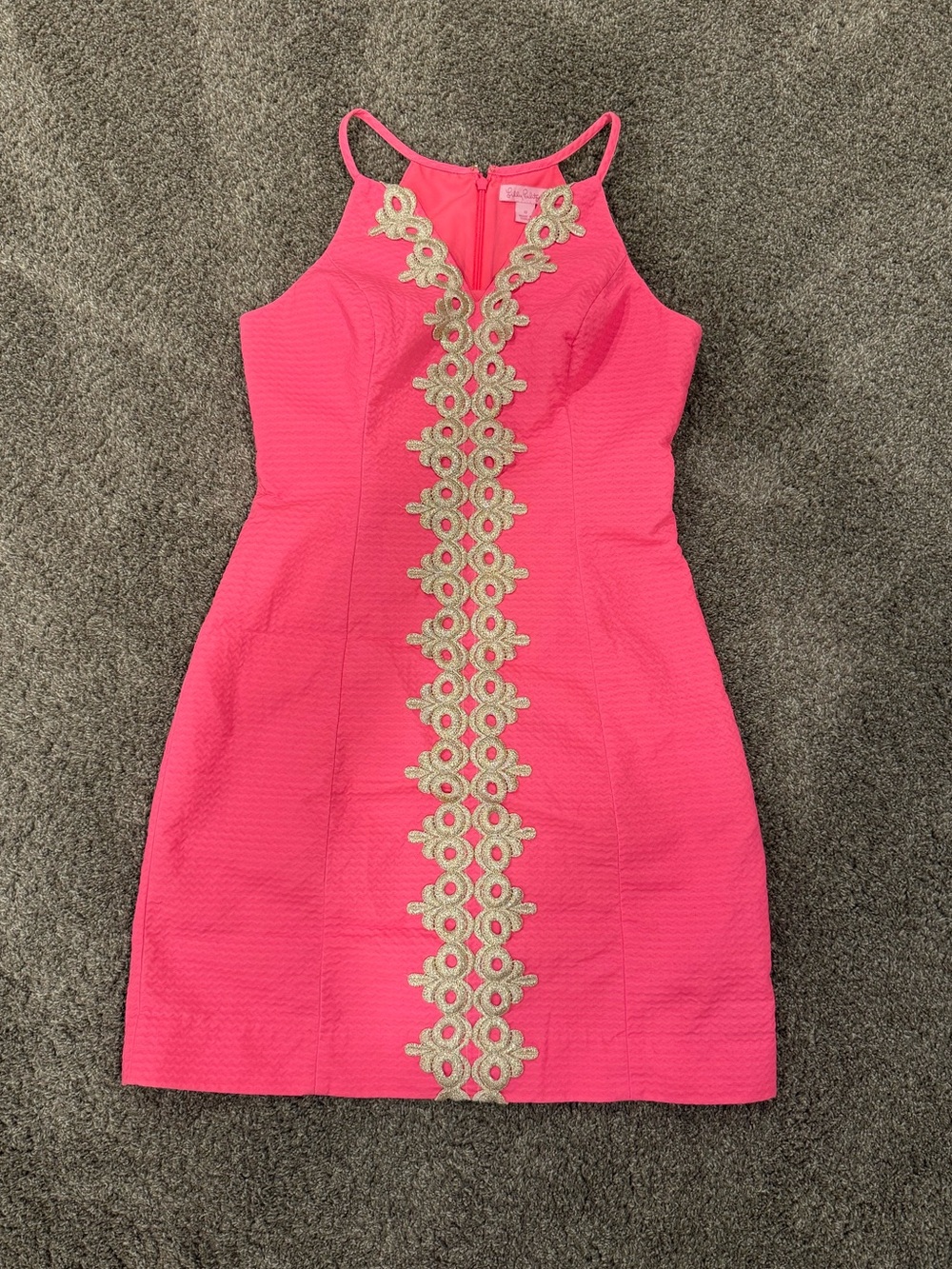 Lilly Pulitzer - Pink Gold Soutache Halter Shift Dress - Size 0